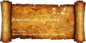 Kapronczai Líviusz névjegykártya