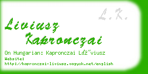liviusz kapronczai business card